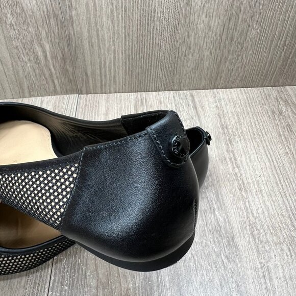 Michael Kors Leilah Flats Womens 6M Leather Mesh Pointed Toe Slip-On Shoes Black - Picture 9 of 11